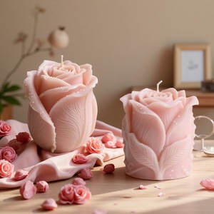 Rosebud Silicone Mold For Candles Soap Ornaments Flower Shape Non Toxic DIY Mold Transparent White - Product Image 2