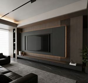 Wooden Panel <b>TV</b> <b>Stand</b> for 55 <b>TV</b> with <b>Rotating</b> Storage Shelves Home Furniture for Living Room Bedroom and Home Theater - Product Image 3