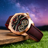 Montre de sport automatique de luxe de haute qualité en acier inoxydable, étanche, avec bracelet en cuir et silicone pour hommes