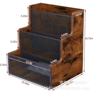 Soporte de Madera para Discos de Vinilo, Combinación de Hierro y Madera, Estante para CD, Estante Escalonado, Caja de Almacenamiento de Escritorio - Product Image 3