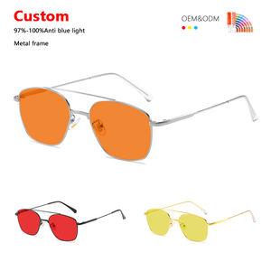 ニューホットセール高品質金属フレームHH H9 H8オレンジレッドイエローレンズ光学フレームユニセックスダブルブリッジアンチブルーライトメガネ - Product Image 1