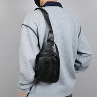 Nouvelle sacoche de poitrine tendance pour homme - Sac bandoulière décontracté polyvalent et élégant en PU imperméable à motif crocodile