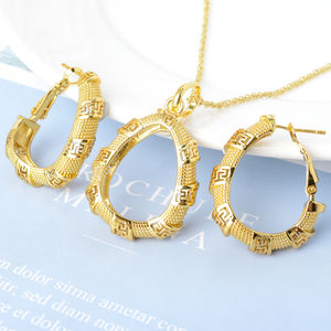 High Quality 14K Gold Plated Copper Zircon <b>Jewelry</b> <b>Set</b> <b>for</b> <b>Women</b> Bride Nigerian Wedding & Party Necklace and Earring <b>Sets</b> - Product Image 2