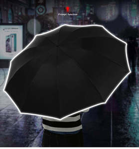 Full-automatic Open Handle LED 3 <strong>Fold</strong> <strong>Umbrella</strong> Reverse UV Sun Rain Flashlight Parasol Reflective Stripe Light <strong>Umbrellas</strong> - Product Image 3