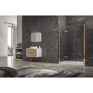 Kamalu KT6000RG Porta Doccia a Battente 155cm con 2 Pannelli Fissi Senza Telaio Oro Rosa Spazzolato Forma Quadrata Aspetto Lineare - Product Image 4