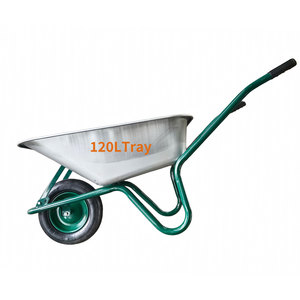 180KG Heavy Duty Construction Wheelbarrow 120L Galvanized Tray Pneumatic Wheel <b>Garden</b> Wheel Barrow Carretilla Building Farm <b>Cart</b> - Product Image 6