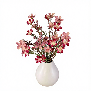 Flores Artificiais Premium de Inverno, Flor de Pulm de 5 Caules com Vaso de Cerâmica, Mini Flores de Inverno Artificiais - Product Image 1
