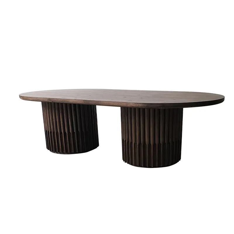 Mrs Woods Luxe Klassieke Woonkamer Meubels Waterdicht Eiken Hout Zwart Kleur Ovale Eettafel