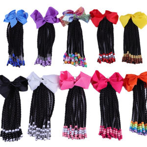 Perruque synthétique pour enfants africains, dreadlocks, perles, <span class=keywords><strong>queue</strong></span> <span class=keywords><strong>de</strong></span> <span class=keywords><strong>cheval</strong></span> <span class=keywords><strong>avec</strong></span> nœud, accessoires pour cheveux, couvre-chef, vente en gros, <span class=keywords><strong>queue</strong></span> <span class=keywords><strong>de</strong></span> <span class=keywords><strong>cheval</strong></span> pré-tressée pour enfants - Product Image 3