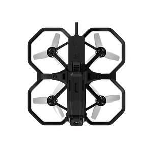 Mini quad avec cadre de protection et quatre hélices, corps en plastique noir pour utilisation en intérieur - Product Image 1