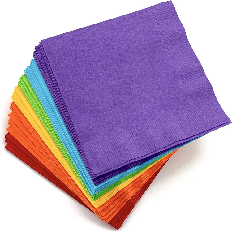 Serviettes de cocktail en papier de couleur rouge, 1/4 plis, 2 plis, personnalisées, vente en gros