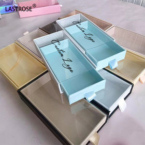 OEM baskılı kirpik ambalaj kutusu çıplak mavi lashbox özel etiket çekmece lashes kutuları vizon takma kirpik için çekin - Product Image 1