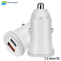Chargeur de voiture universel à double port PD 3.0 20W avec coque métallique Type-C pour téléphones mobiles