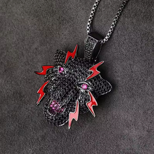 Collana Unisex Trendy con Motivo Ali di Pantera Nera, Gioiello Hip-Hop Personalizzato con Ciondolo in Ottone e Zirconi - Product Image 2