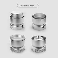 Réchaud à gaz et pot en alliage d'aluminium anodisé ultra-léger, résistant au vent et aux intempéries, ensemble de cuisine de camping 4-5L, équipement de cuisson pour la randonnée