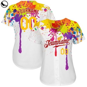 T-shirt de baseball personnalisé en polyester respirant imprimé numériquement, dégradé de couleurs, avec logo et nom brodés, unisexe - Product Image 6