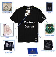 T-shirt de luxe pour homme en coton épais 100 %, coupe oversize, motif imprimé personnalisé, col montant tricoté, tissu jersey lourd coupe carrée