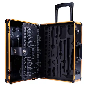 High quality custom foam travelling aluminum tool case with trolley