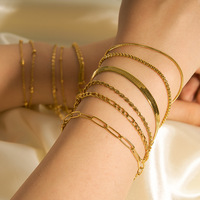 Bracelet en chaîne serpent avec breloque cœur plaqué or 18 carats, style minimaliste, en acier inoxydable, ajustable, avec chaîne torsadée, vente en gros