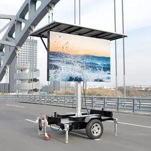 Outdoor Grote Reclame Led Mobiele Truck Trekhaak Display Reclame Led Scherm Op Trailer Met Zonnepanelen