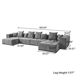 Canapé Modulable Atunus en Stock, Tissu Lin Doux Gris, Design Moderne pour Salon, Structure Bois, Disponible en <span class=keywords><strong>3</strong></span>, 4 ou 7 Places, Style Nordique Familial - Product Image 6