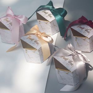 CSMD produsen Cina Yiwu grosir pesanan kecil jumlah lipat Pernikahan nikmat coklat heksagon marmer Terima kasih kotak - Product Image 1