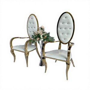Gold Frame Modern Stainless Steel Apartment Wedding Banquet Open Back <b>Chair</b> with Armrest <b>Outdoor</b> Hotel Dining <b>Chairs</b> - Product Image 3