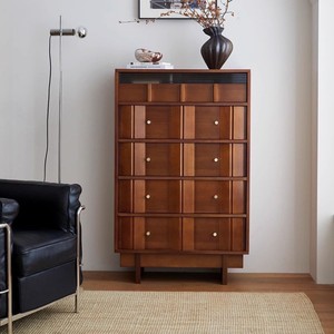 Cómoda de Madera Maciza con Cinco Cajones, Madera de Pino, 80-40-130, Estilo Retro, Mueble de Almacenamiento para Sala de Estar o Dormitorio - Product Image 1