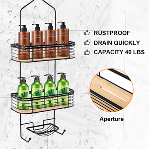 Étagère de douche antirouille multifonctionnelle à fixer au <span class=keywords><strong>mur</strong></span> avec porte-savon et crochets - Product Image 2