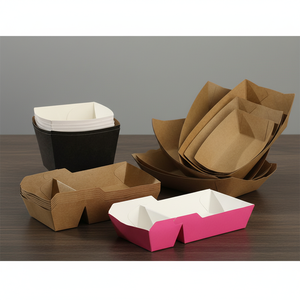 Vassoio in Carta Kraft Bianca Personalizzato per Eventi di Catering, <span class=keywords><strong>Feste</strong></span>, Snack e Cibo da Asporto con Barriera Antiumidità - Product Image 1