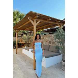 Robe de soirée formelle pour femme, taille XL, style empire, sans bretelles, silhouette sirène, perlée, pailletée, drapée, longueur au sol - Product Image 3