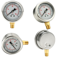 Stainless Steel Liquid Filled Pressure Gauge Bottom Connection Shockproof Hydraulic Oil Water Air