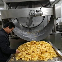 Machine à Frire Automatique à Gaz pour Chips de Pommes de Terre, Tranches de Bananes et Cacahuètes, avec Agitation Automatique et Égouttoir Intégré