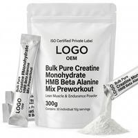 Formule de Créatine Premium HMB Électrolyte Végétalienne Sans Sucre pour Adultes, Pré-Entraînement, Développement Musculaire, en Poudre, Marque Privée, Direct Usine