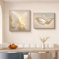Arte Mural 3D al por Mayor, Diseño Cuadrado de Mariposas, Estilo Moderno y Lujoso, Superficie Lisa, Fácil de Manejar, Pintura de Porcelana de Cristal