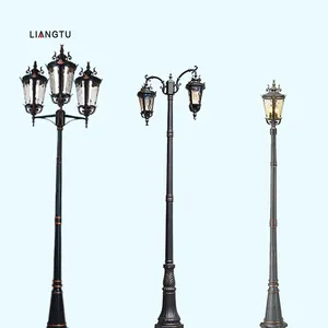 中国制造马赛传统户外装饰仿古铸铁路灯柱LED庭院灯