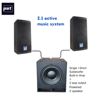 Sistema de Sonido Activo 2.1, Conjunto Completo PA, Altavoz de Rango Completo Doble de 5 Pulgadas, Subwoofer Activo Individual de 12 Pulgadas, 1200W, Madera