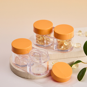 Bocaux en acrylique à double compartiment personnalisables <span class=keywords><strong>de</strong></span> 50 ml avec couvercle orange, contenants scellés pour l'emballage <span class=keywords><strong>de</strong></span> suppléments <span class=keywords><strong>de</strong></span> vitamines et d'<span class=keywords><strong>huile</strong></span> <span class=keywords><strong>de</strong></span> <span class=keywords><strong>poisson</strong></span> - Product Image 3