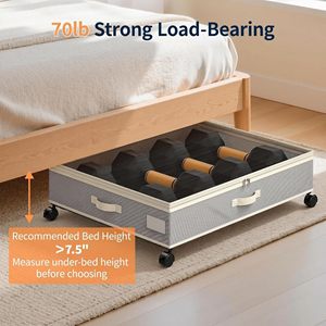 Bulk Supply 80L Metal Rolling Under Bed Storage with Wheels for Clothes Shoes Blankets Underbed Storage Drawers <b>Case</b> - Product Image 4