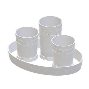 F108SSM DIY lujo ABS plástico negro/blanco Floral recipiente conjunto con orificio de drenaje para 3 orquídeas o flores mixtas - Product Image 5