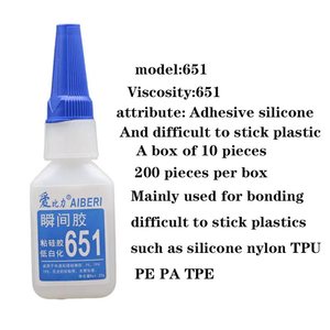 Colle <span class=keywords><strong>liquide</strong></span> instantané<span class=keywords><strong>e</strong></span> à séchage rapide de haute qualité à prix bas, vente en gros, 651 pour plastique TPE PE TPU, emballage, construction - Product Image 2