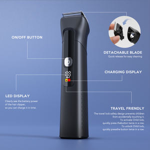 Kit <span class=keywords><strong>de</strong></span> toilettage électrique tout-en-un pour homme, lame en acier inoxydable portable, tondeuse à cheveux et à barbe, usage domestique, <span class=keywords><strong>anglais</strong></span>, étanche IPX7 - Product Image 6