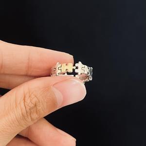 Women's Cool Style <b>Puzzle</b> Fragment <b>Ring</b> with Inlay S925 Pure Silver Unique Niche Personality Design High Beauty Tail <b>Ring</b> - Product Image 1