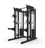 POWERMAN Appareil de musculation multifonction tout-en-un, Combo Smith Machine, Rack de musculation commercial avec système de poulies doubles et station de tractions