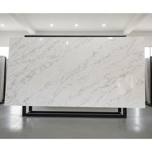 OEM Mitered Edge Waterfall Design Calacatta White Grey Vein Quartz Countertop for Luxury Hotel Kitchen Vanity <b>Top</b> Project - Product Image 2