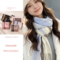 Écharpe longue à carreaux et à franges pour femme, style automne/hiver, en fausse fourrure de cachemire, vintage, isolante thermiquement, pour le commerce transfrontalier