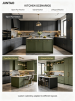 Meubles de cuisine avec cuisinière intégrée, comptoir, panneaux en bois massif multicouches, style américain, pour toute la maison