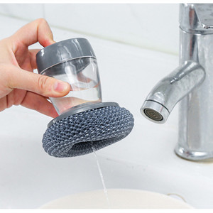 Brosse de nettoyage de vaisselle de distribution de savon de cuisine de brosse à vaisselle de nettoyage de <span class=keywords><strong>maison</strong></span> avec le récureur d'acier inoxydable de remplacement - Product Image 5