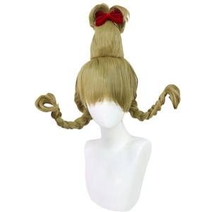 Peluca de <span class=keywords><strong>Grinch</strong></span> Cindy Lou Transparente al Por Mayor para Cosplay de Navidad, Gorro Pequeño, Pelo Sintético en Cola de Caballo Alta Verde, Disfraz para Fiesta de Mujer - Product Image 4