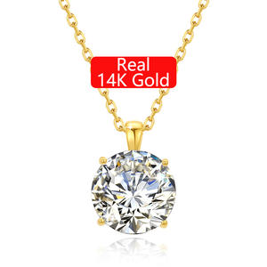 Kalung Liontin Moissanite Desain Minimalis 4 Cabang 1ct 2ct 3ct Wanita Hadiah Ulang Tahun Mewah Liontin Emas 14K Berongga - Product Image 1